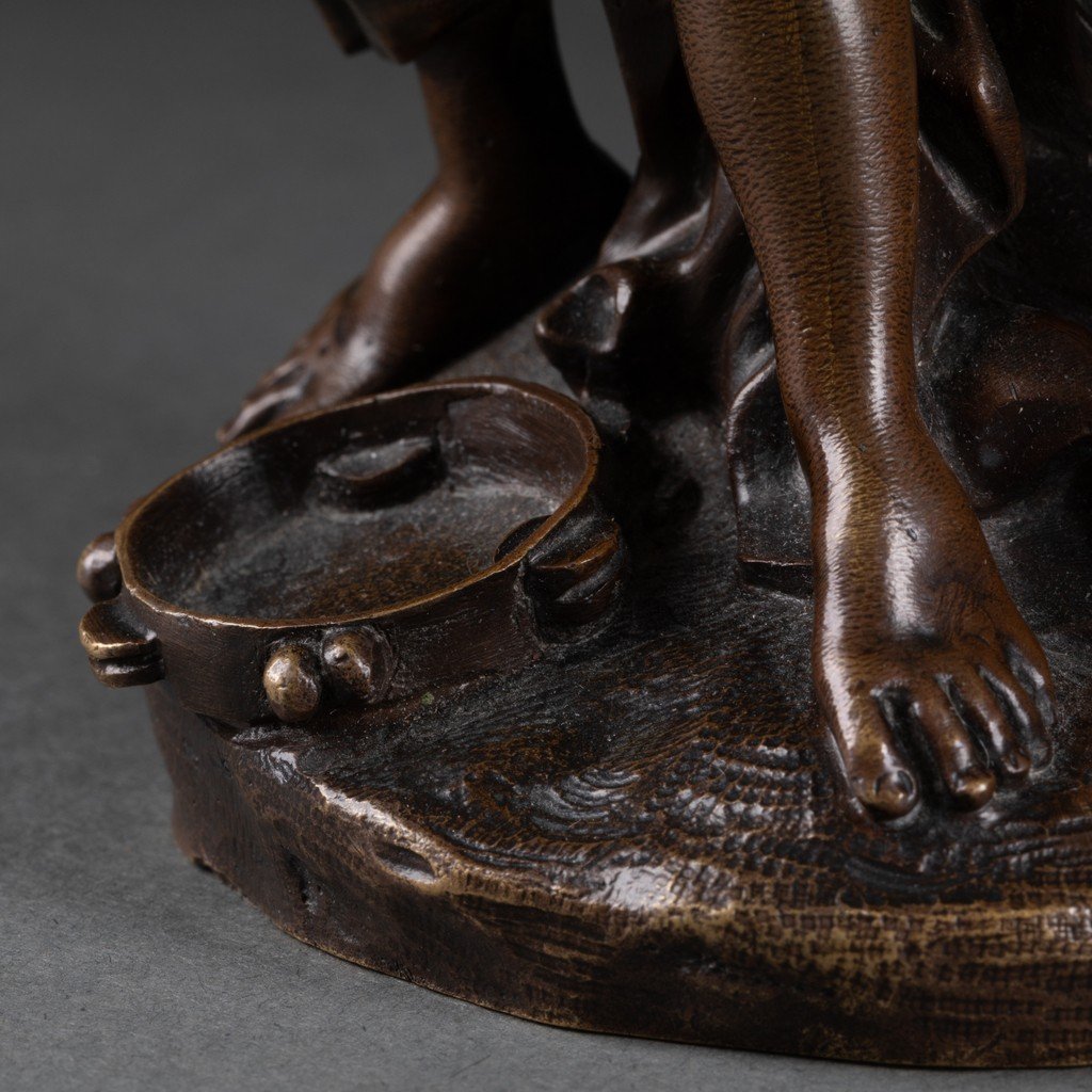 Drunken Bacchus, Silenus And Bacchante - XIXth Patinated Bronze-photo-1