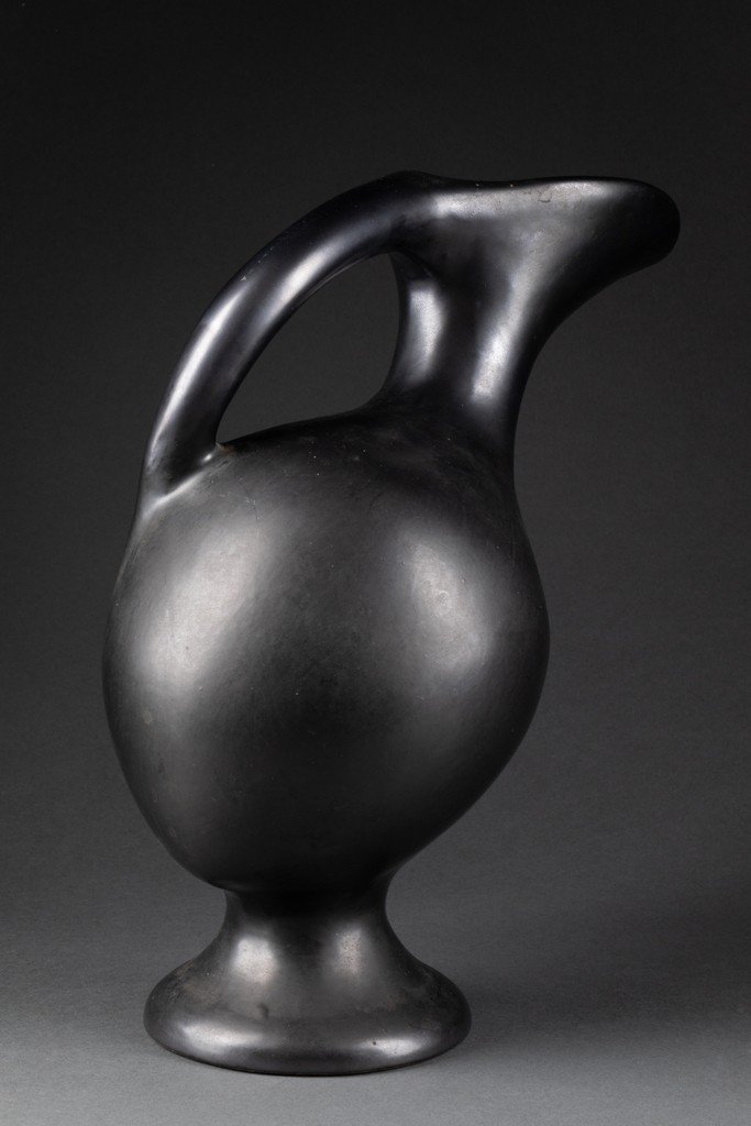 Vallauris - Vase Pichet En Céramique émaillée Noir, France, Années 1950/60-photo-3