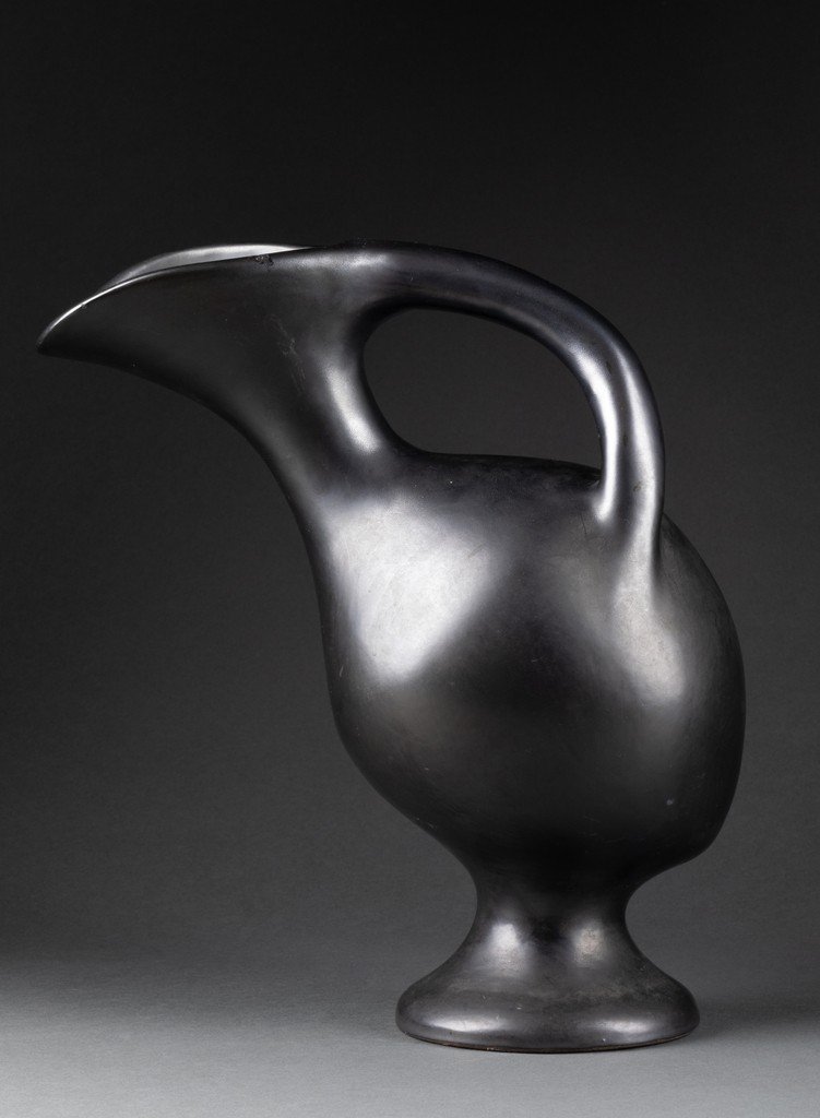 Vallauris - Vase Pichet En Céramique émaillée Noir, France, Années 1950/60