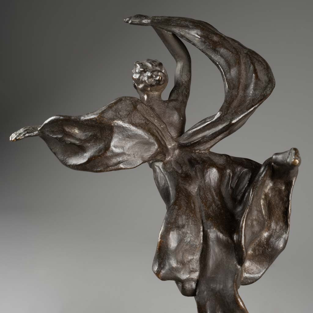 J.Loysel : Danseuse Au Voile En Bronze Patiné (probablement Loïe Fuller), Fonte L.Gatti-photo-6
