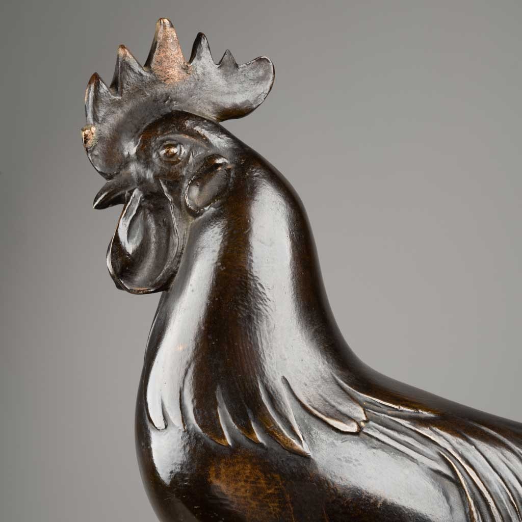 Cm Rispal - The Rooster - Patinated Bronze, Art Deco Period.-photo-2