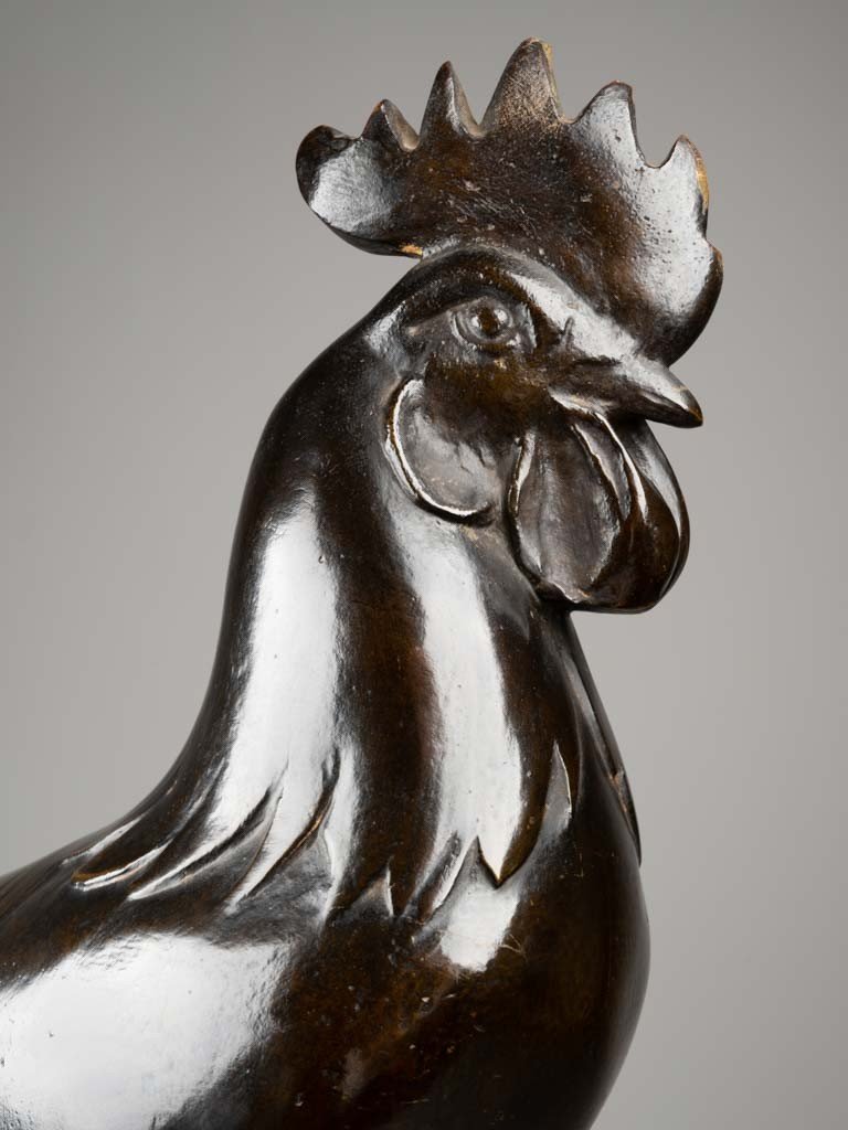 C. M. Rispal - Le Coq - Bronze Patiné, Période Art Déco.-photo-6