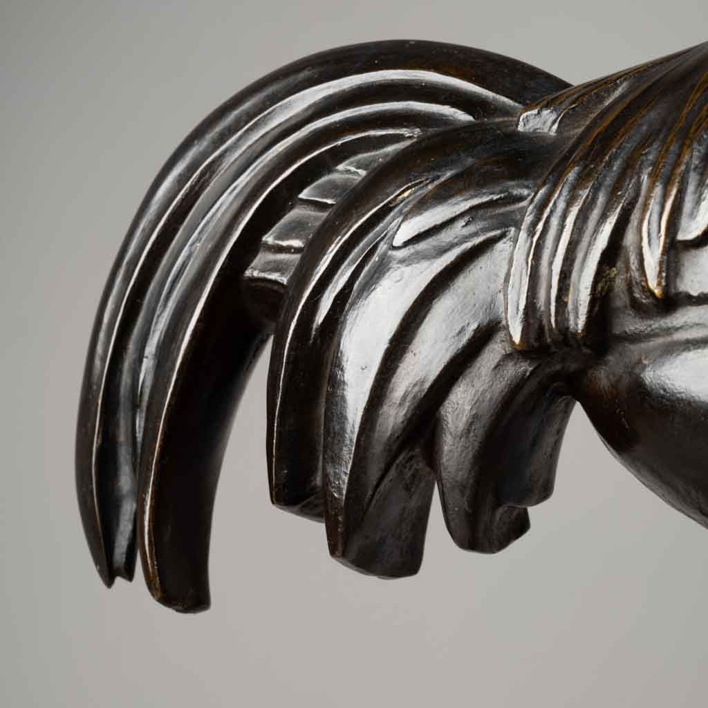 C. M. Rispal - Le Coq - Bronze Patiné, Période Art Déco.-photo-7