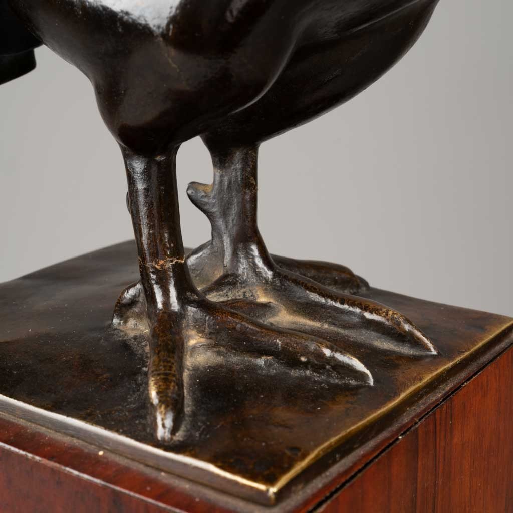 Cm Rispal - The Rooster - Patinated Bronze, Art Deco Period.-photo-8