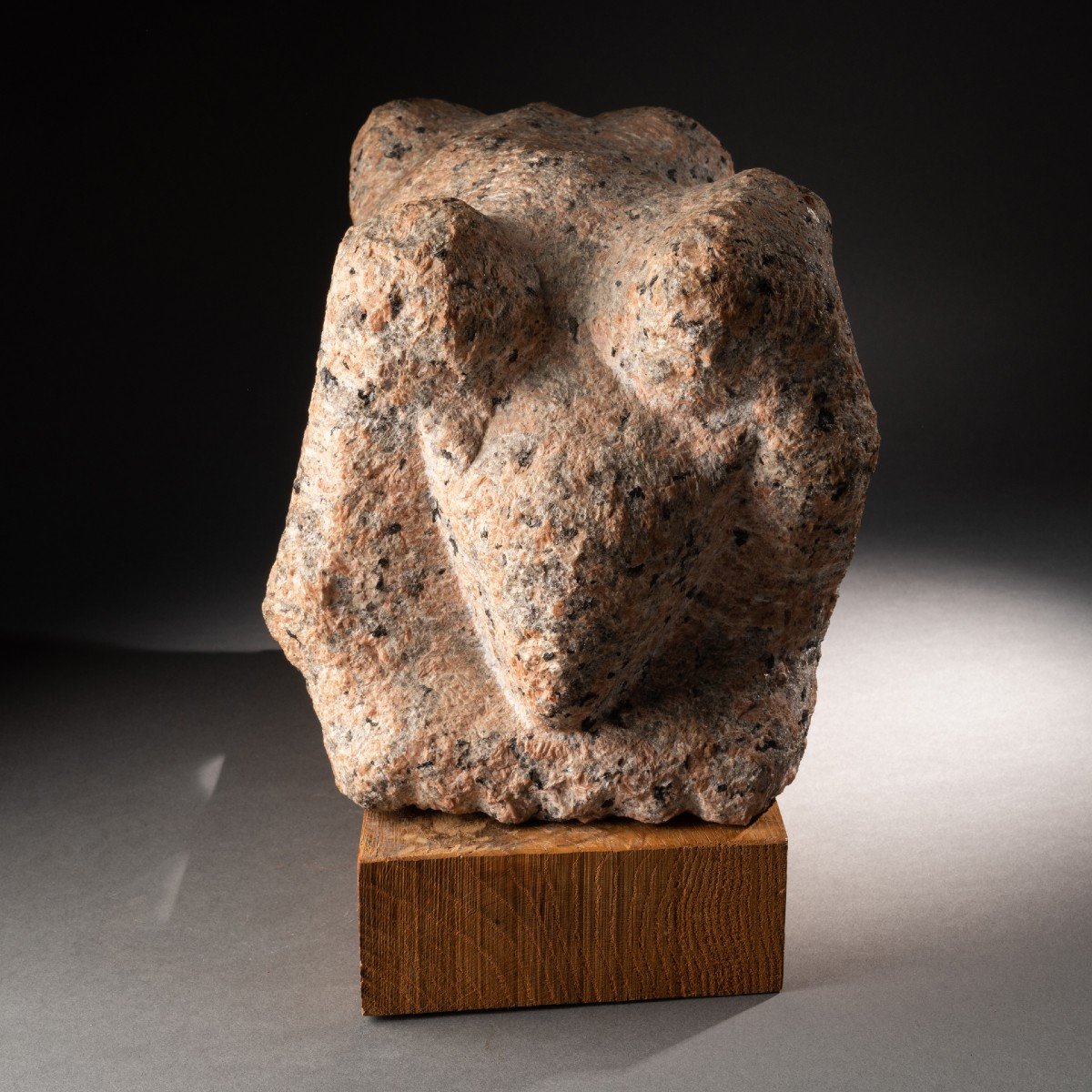 Shelomo Selinger (1928) Composition Anthopomorphe. Taille Directe Sur Granit Rose, Vers 1970-80-photo-3