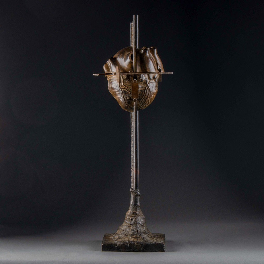 Cesar (1921-1998) 'coeur éclaté' Bronze Patiné. Fonte Bocquel Numérotée Sur 1500.-photo-2