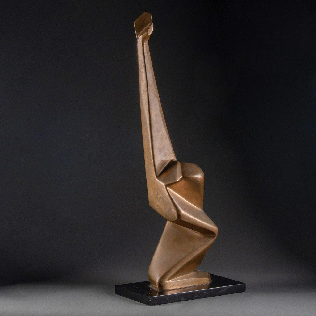 Nicolas Malinas (1914-1985) : Sculpture moderne originale en bronze poli signée datée numérotée-photo-2