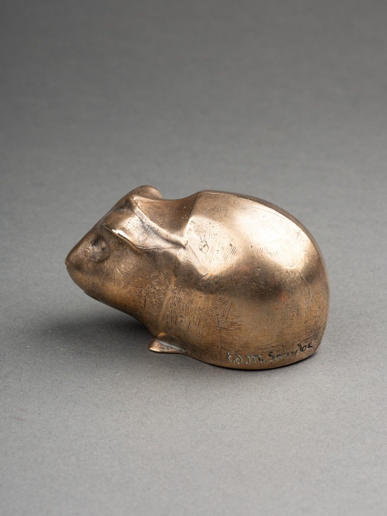Edouard-marcel Sandoz (1881-1971) Cochon d'Inde (1919) Bronze Argenté. Fonte d'édition Ancienne-photo-2
