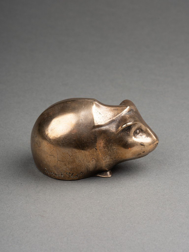 Edouard-marcel Sandoz (1881-1971) Cochon d'Inde (1919) Bronze Argenté. Fonte d'édition Ancienne-photo-3