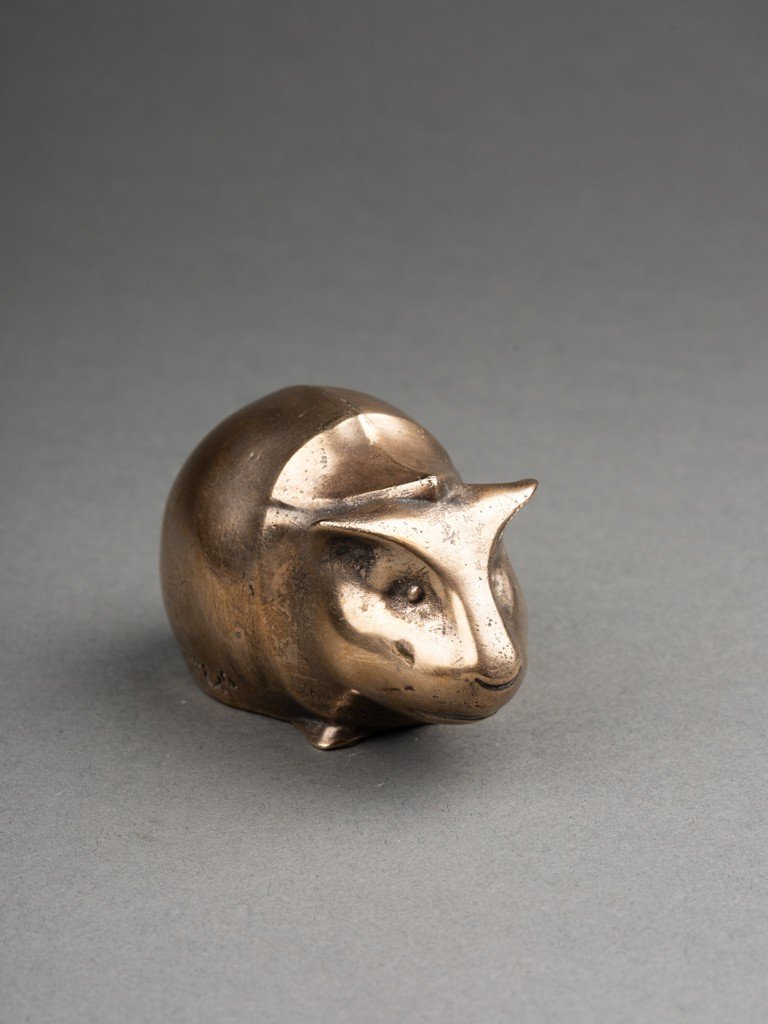Edouard-marcel Sandoz (1881-1971) Cochon d'Inde (1919) Bronze Argenté. Fonte d'édition Ancienne-photo-4