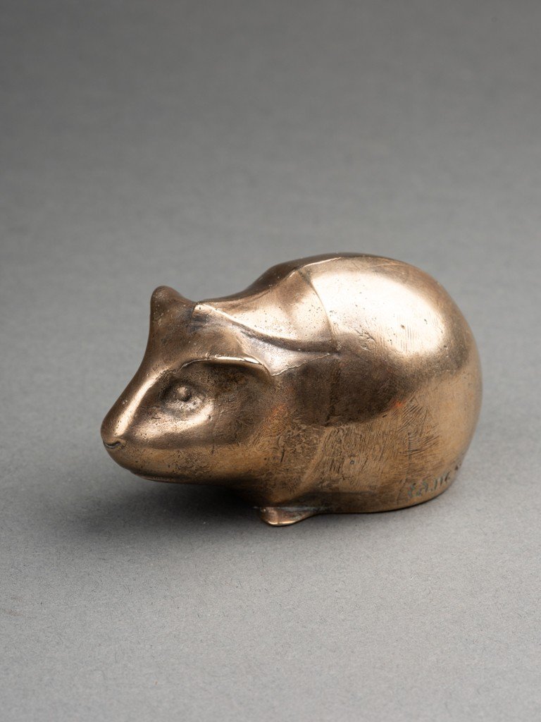 Edouard-marcel Sandoz (1881-1971) Cochon d'Inde (1919) Bronze Argenté. Fonte d'édition Ancienne-photo-5