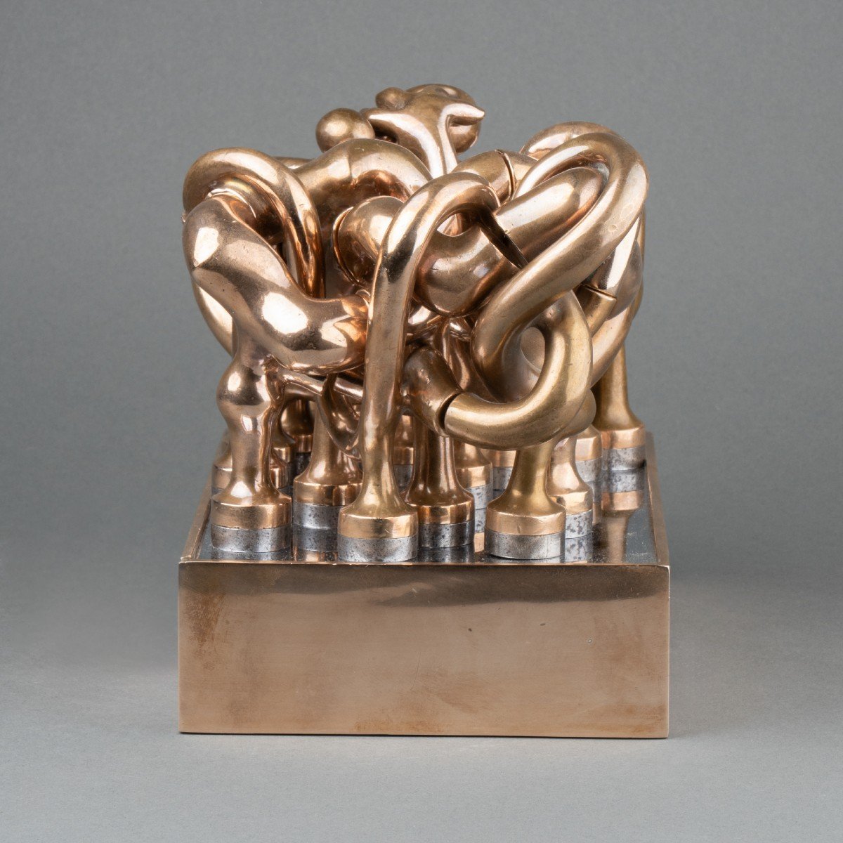 Miguel Berrocal (1933-2006) 'hommage à Picasso' Sculpture Puzzle En Bronze Poli.-photo-7