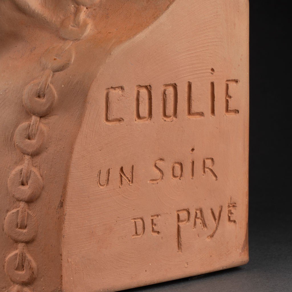Jean Mich : " Coolie un soir de paye", Terre Cuite Patinée, édition Susse Vers 1920-photo-5