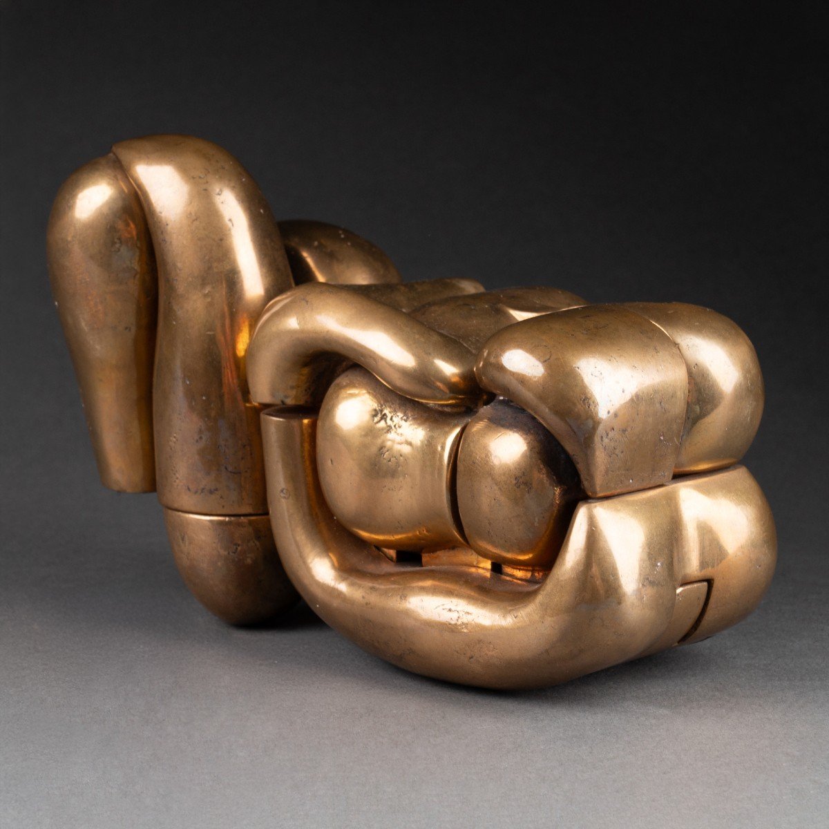 Miguel Berrocal (1933-2006) 'maria De La O' Puzzle Sculpture In Polished Bronze.-photo-3