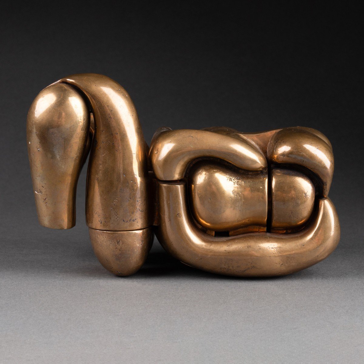 Miguel Berrocal (1933-2006) 'maria De La O' Puzzle Sculpture In Polished Bronze.-photo-4