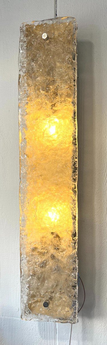 Large Glass And Black Lacquered Metal Wall Lamp, Circa 1970-photo-2