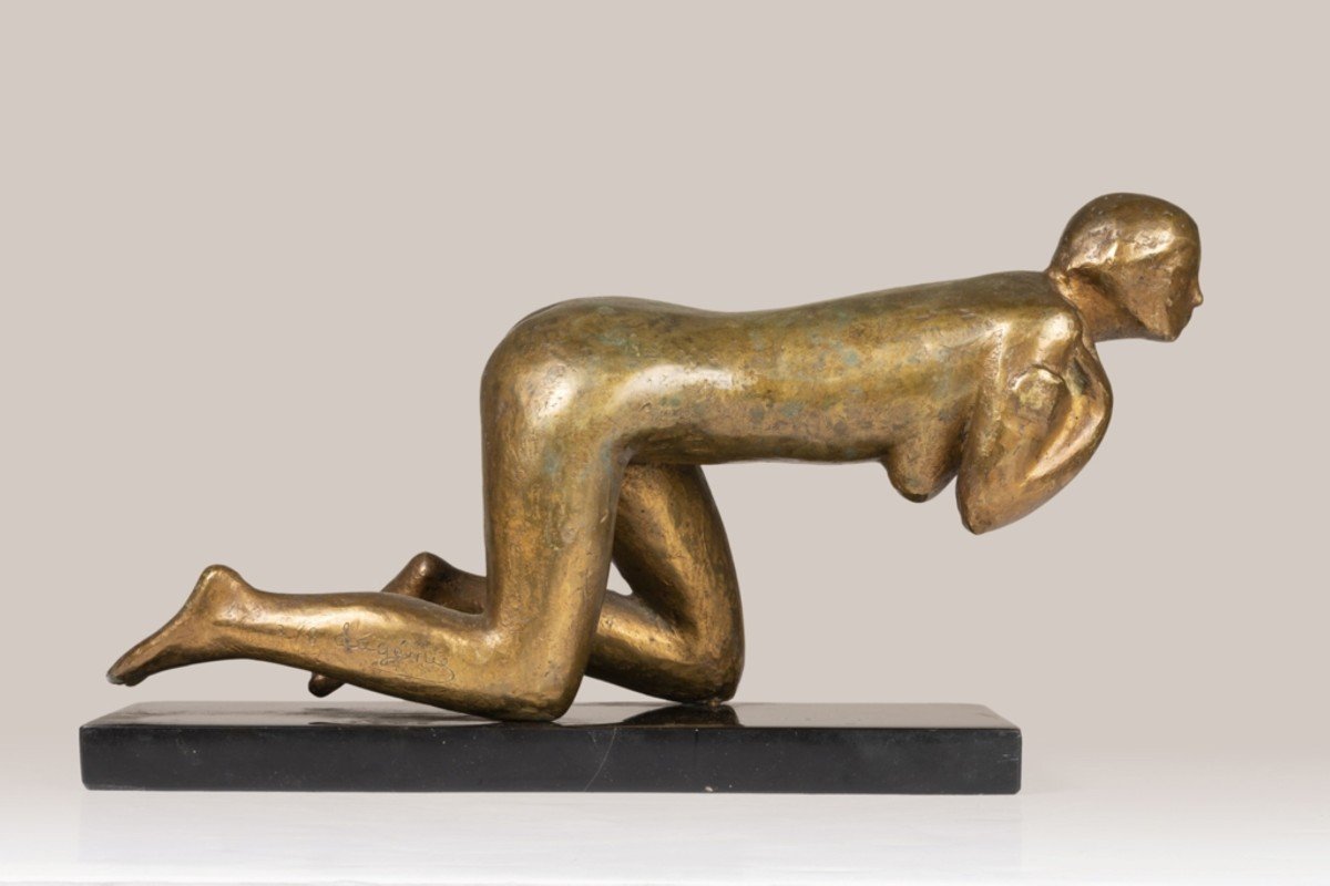 Pierre Lagenie (1938-2020): "la Louve", Original Bronze Sculpture Numbered X/8-photo-3