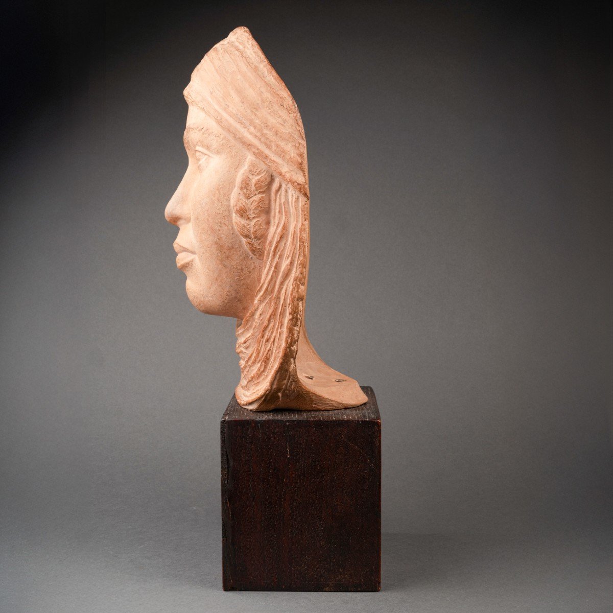  Lucien Gibert (1904-1988) Tete De Femme Orientale Epreuve En Terre Cuite-photo-3