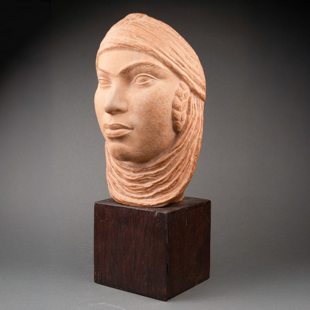  Lucien Gibert (1904-1988) Tete De Femme Orientale Epreuve En Terre Cuite-photo-7