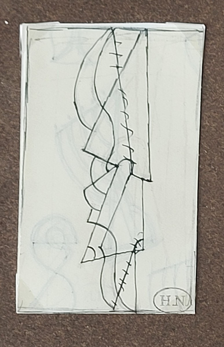 Henrik Neugeboren, Known As Henri Nouveau (1901-1959) 'cubist Composition' Black Ink Drawing-photo-3