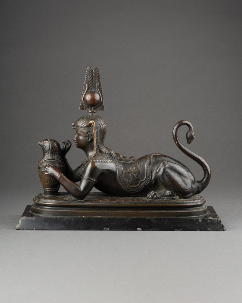 A.Richard : "Sphinge" - Sculpture en bronze patiné, vers 1870-photo-4