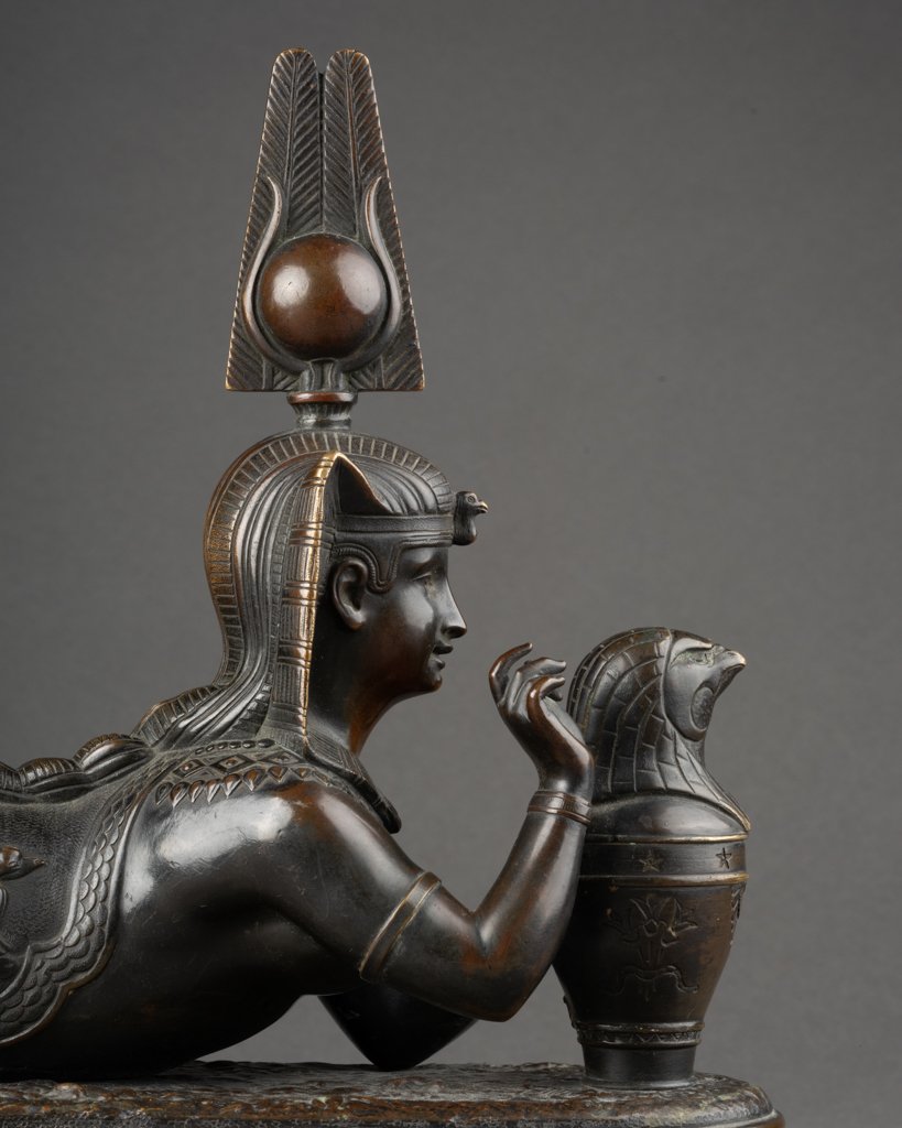 A.Richard : "Sphinge" - Sculpture en bronze patiné, vers 1870-photo-3