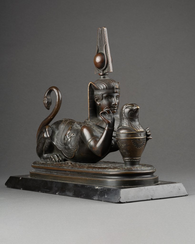 A.Richard : "Sphinge" - Sculpture en bronze patiné, vers 1870-photo-4