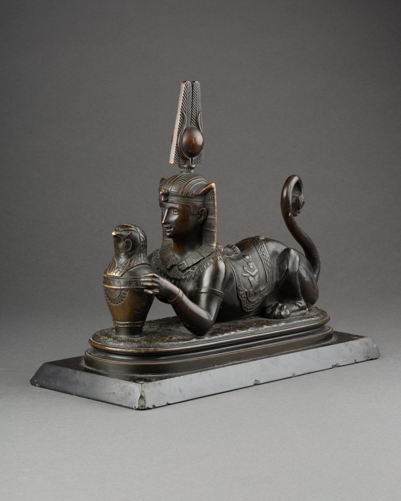 A.Richard : "Sphinge" - Sculpture en bronze patiné, vers 1870-photo-5