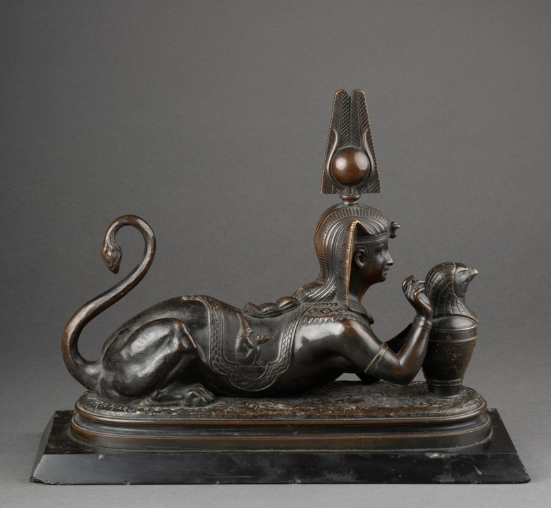 A.Richard : "Sphinge" - Sculpture en bronze patiné, vers 1870