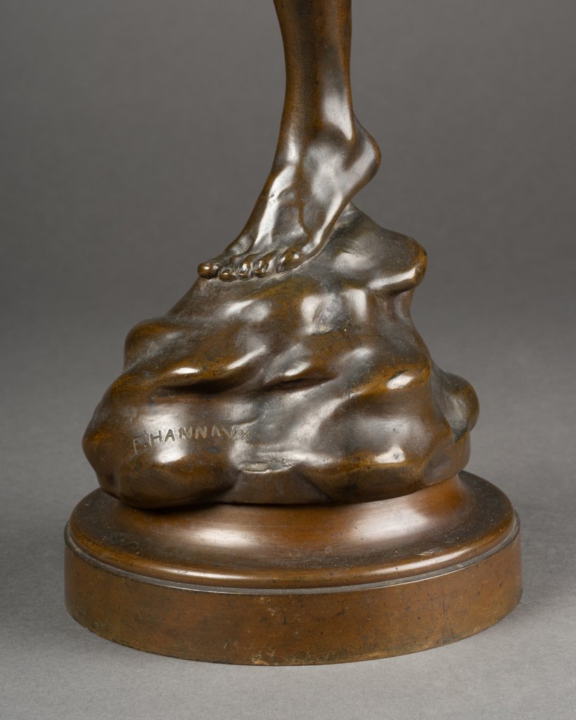 Emmanuel Hannaux : "Mercure et Cupidon", sculpture en bronze patiné C.1880-photo-3