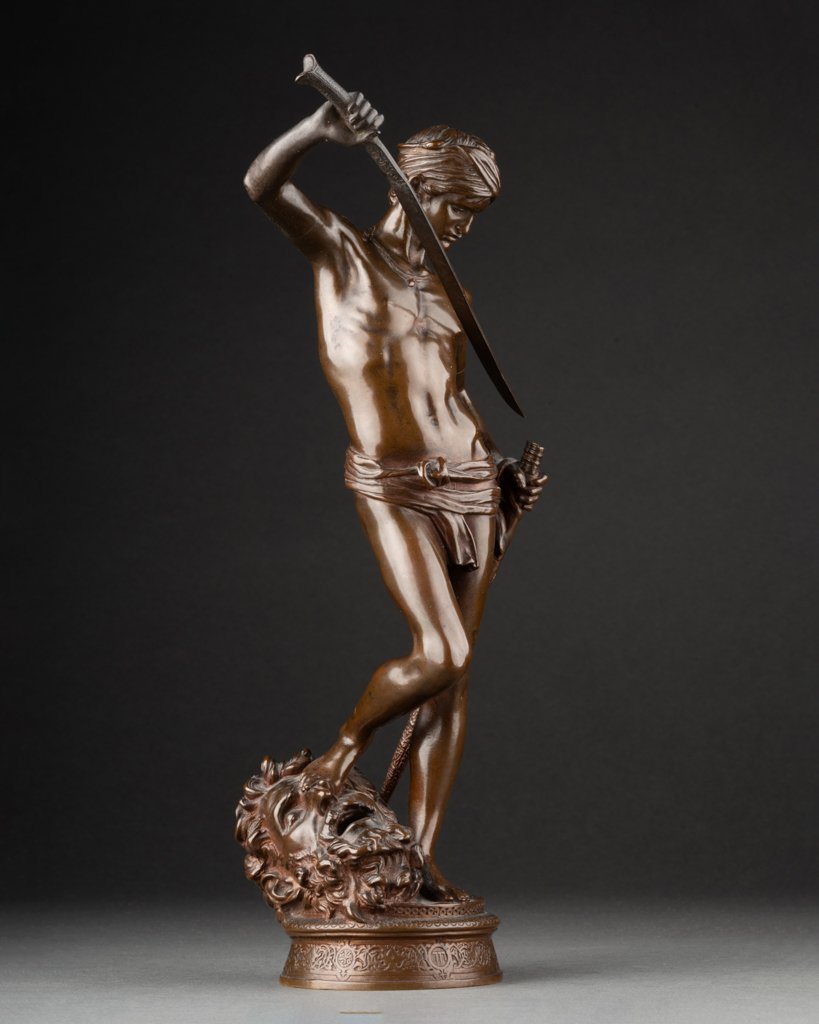 A. Mercié: "david", Patinated Bronze Sculpture, Late 19th/early 20th Century - Small Model-photo-4