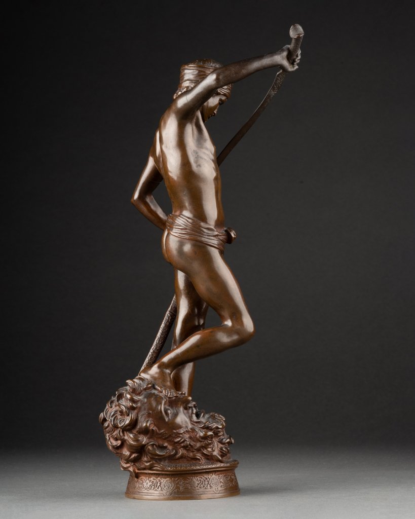 A. Mercié: "david", Patinated Bronze Sculpture, Late 19th/early 20th Century - Small Model-photo-5