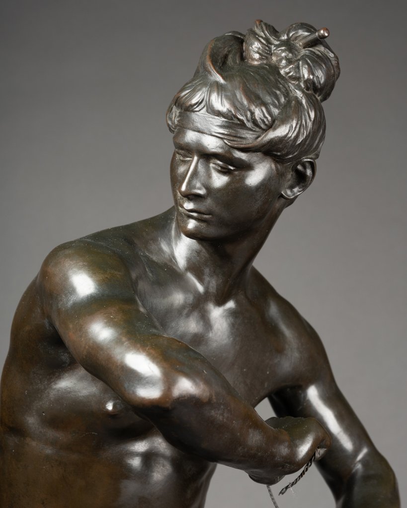 Henri PEINTE (1845-1912) : "Sarpedon", sculpture en bronze patiné  C.1890-photo-1