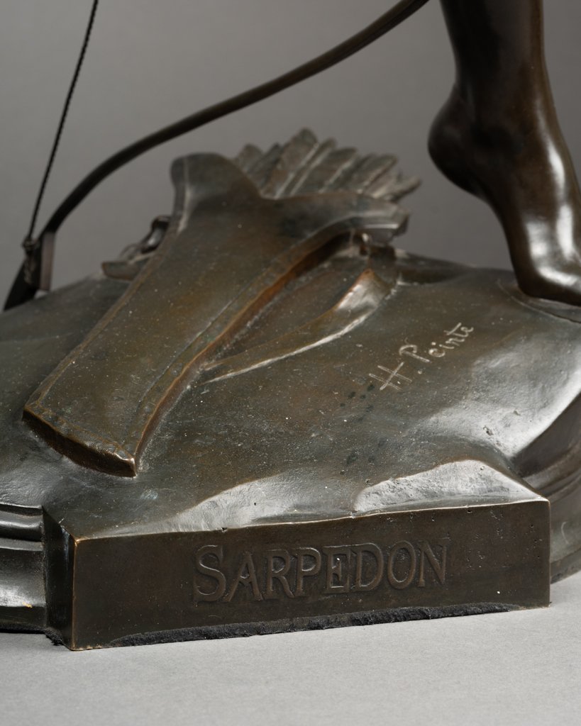 Henri PEINTE (1845-1912) : "Sarpedon", sculpture en bronze patiné  C.1890-photo-3