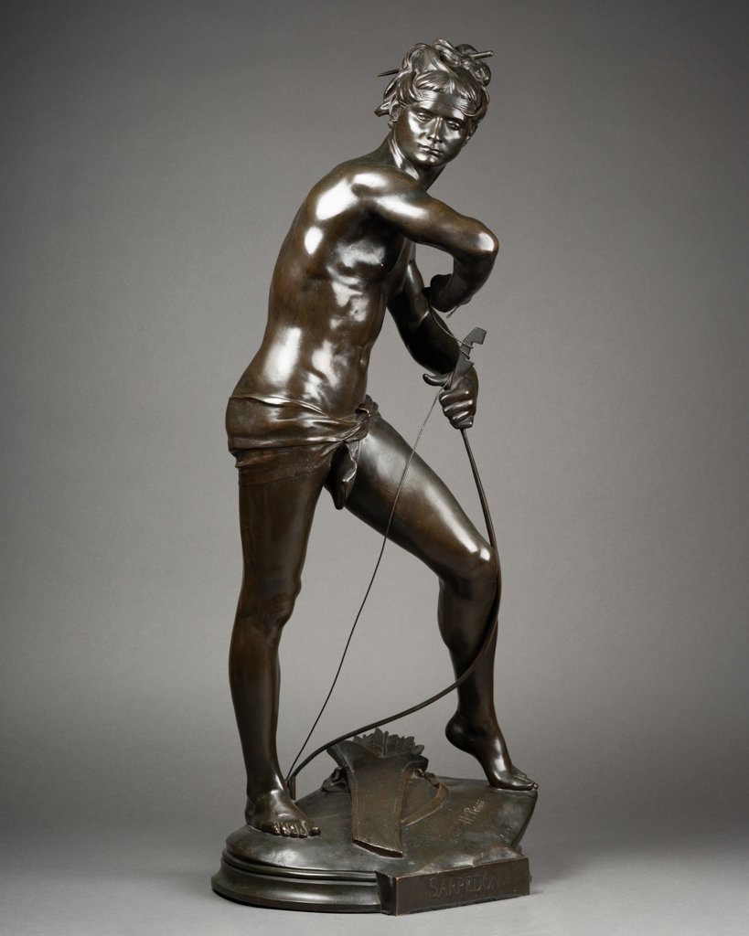 Henri PEINTE (1845-1912) : "Sarpedon", sculpture en bronze patiné  C.1890-photo-4
