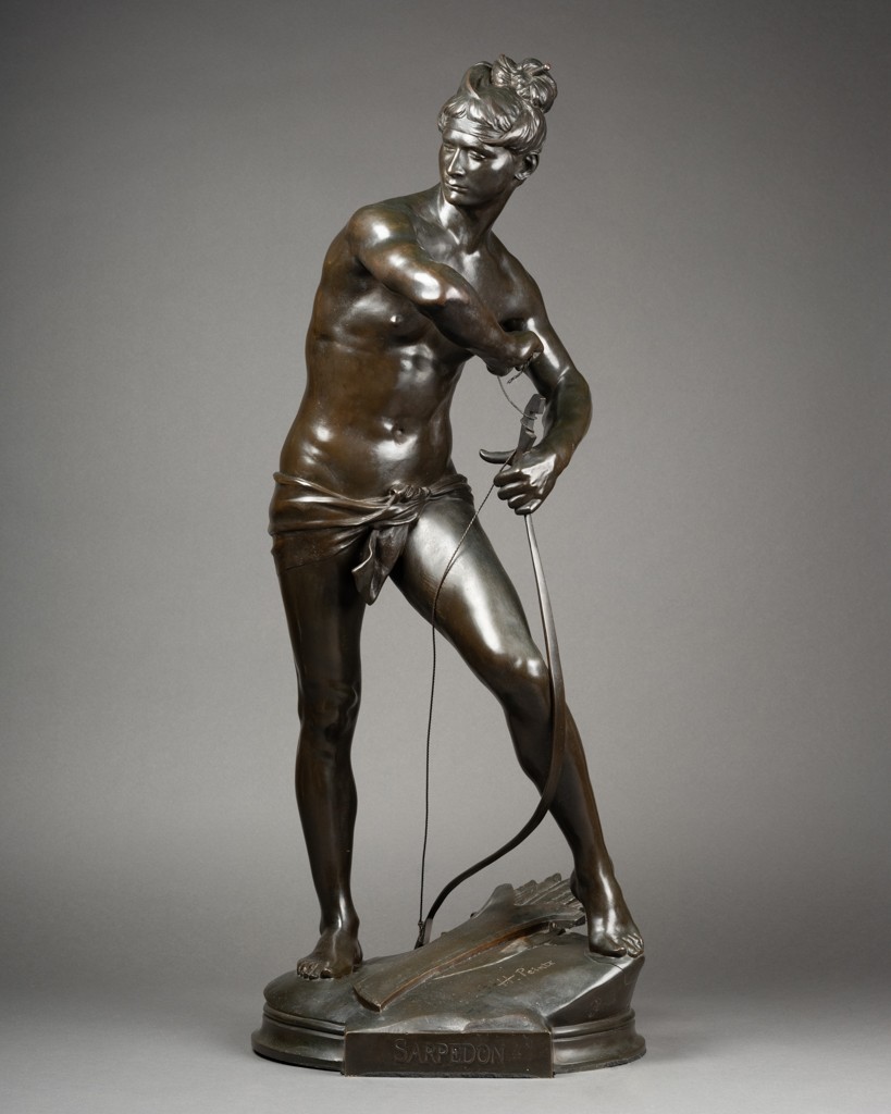 Henri PEINTE (1845-1912) : "Sarpedon", sculpture en bronze patiné  C.1890