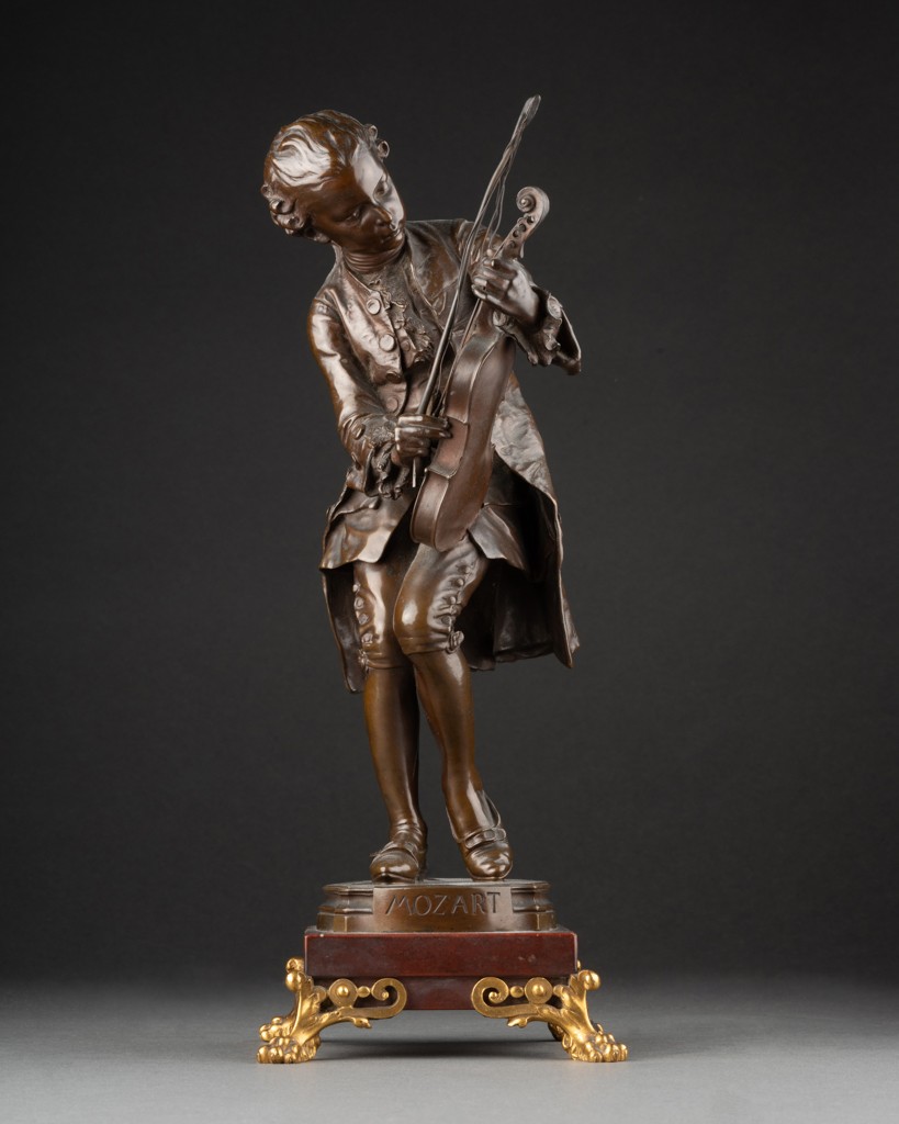 Louis Ernest BARRIAS (1841-1905) Mozart jeune au violon - Bronze fin XIXème