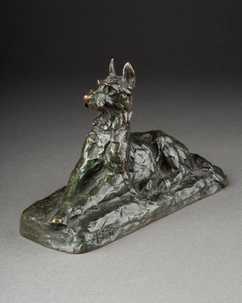 Maximilien FIOT (1894-1988) 'Chien couché' Bronze patiné, fonte Susse Frères-photo-4