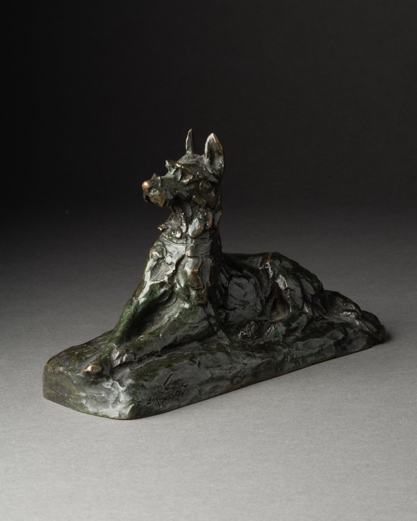 Maximilien FIOT (1894-1988) 'Chien couché' Bronze patiné, fonte Susse Frères-photo-5