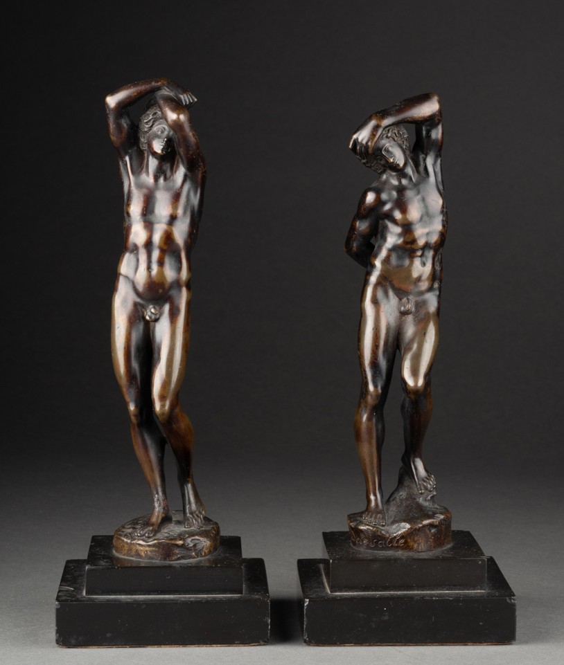 Ed. Delessale: "dying Slaves", Bronze Sculptures After Michelangelo - Mid-19th Century