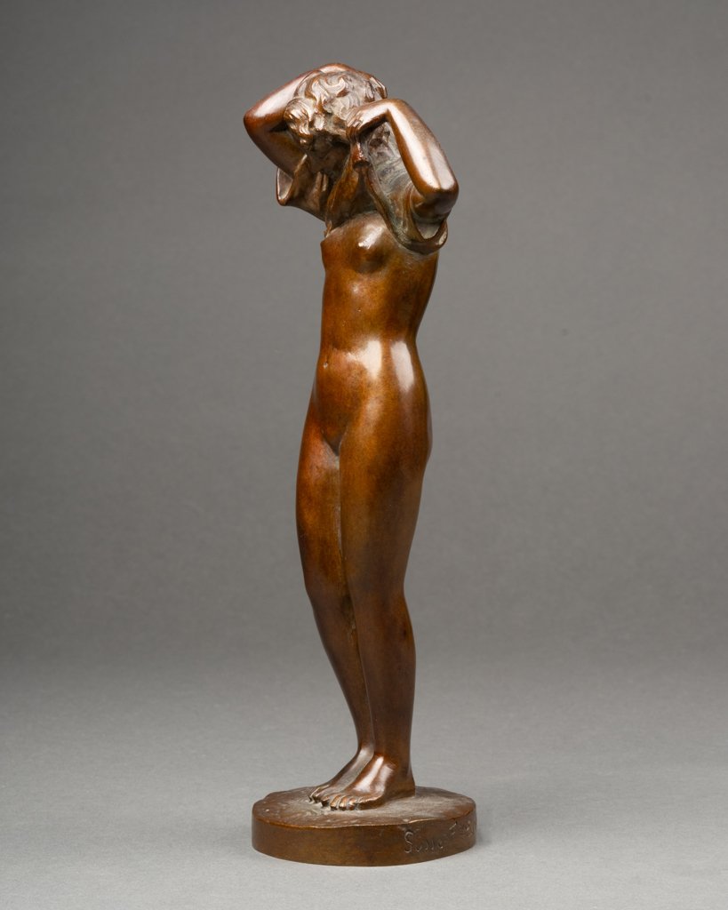 M. Delannoy: "woman Undressing", Patinated Bronze Sculpture - Cast Susse Circa 1930-photo-1