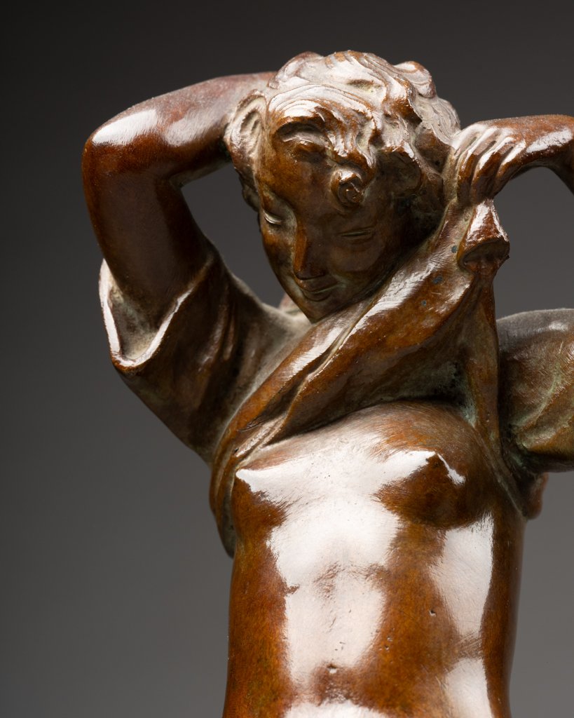 M. Delannoy: "woman Undressing", Patinated Bronze Sculpture - Cast Susse Circa 1930-photo-2