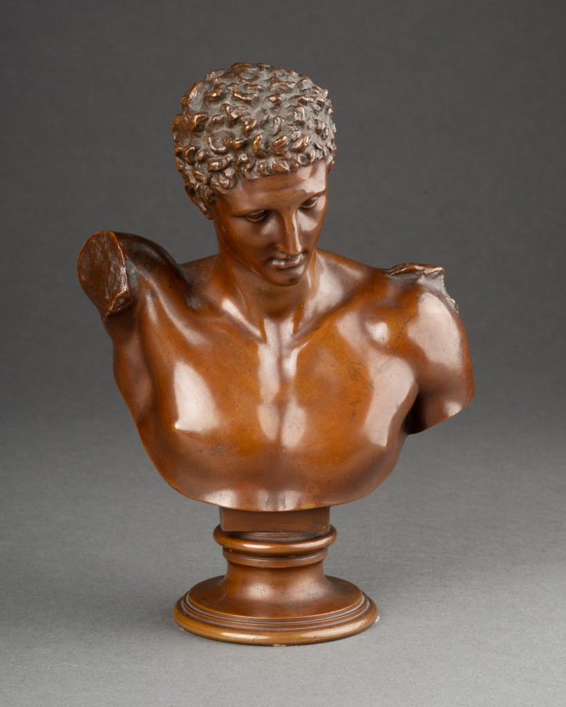 Hermann Gladenbeck: "bust Of Hermes By Praxiteles" - Patinated Bronze Sculpture From The Late 19th Century-photo-3
