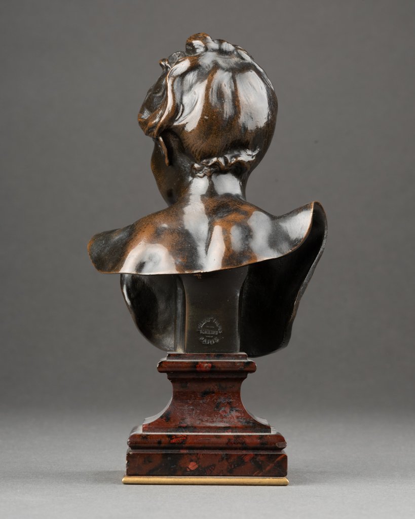 Alexandre FALGUIERE (1831-1900) Buste de Diane - Bronze patiné. Début du XXème-photo-2