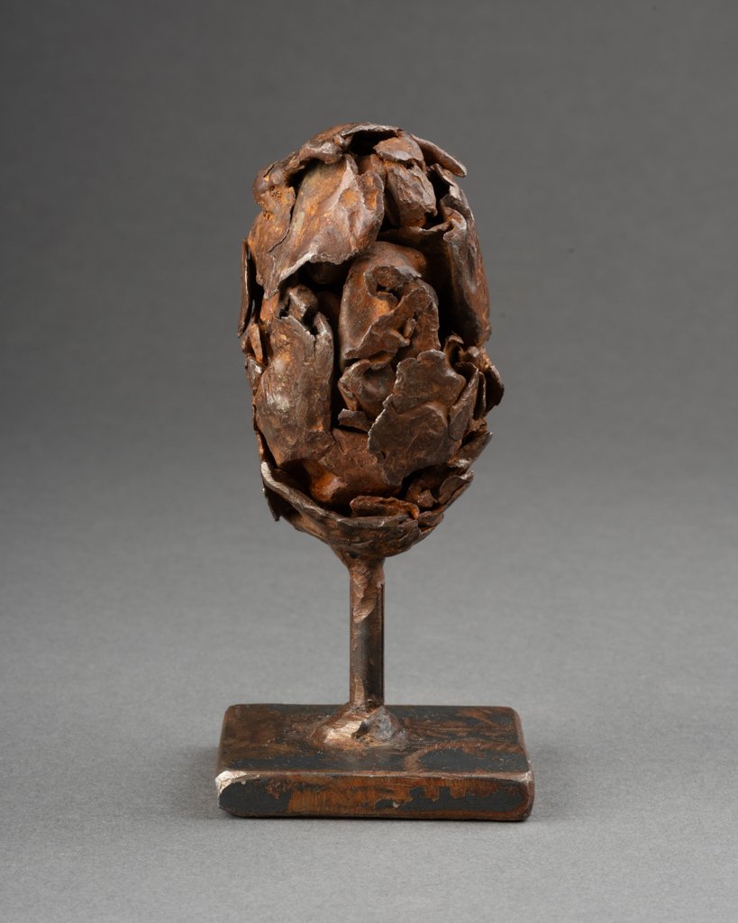 "abstract Head": Sculpture In Bronze And Patinated Metal - Bears A Signature - 20th Century-photo-4