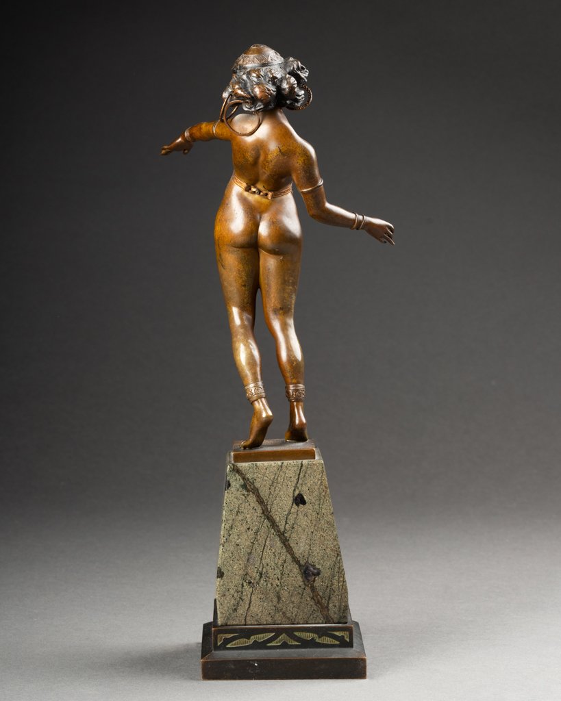 Carl KAUBA (1865-1922) :"Salomé" - Rare épreuve en bronze patiné et ornementé, début XXème s.-photo-4