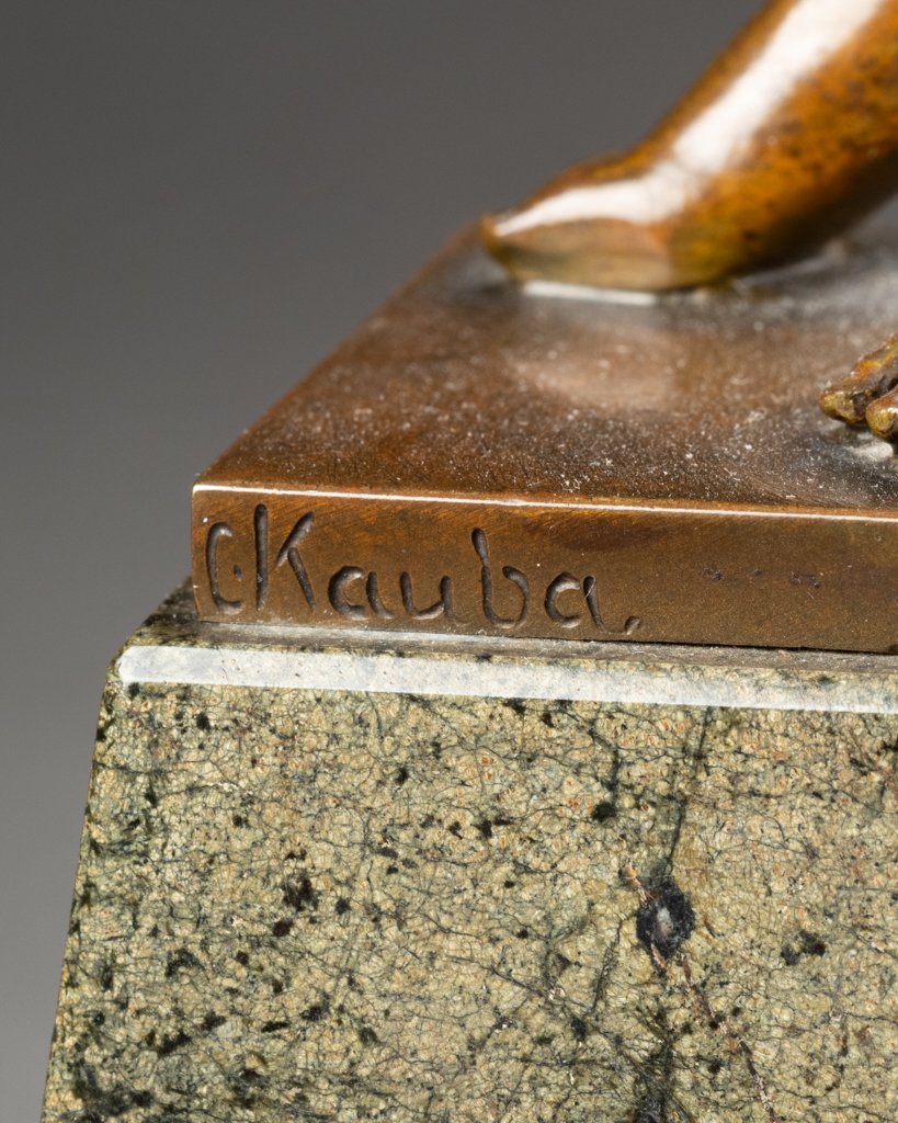 Carl KAUBA (1865-1922) :"Salomé" - Rare épreuve en bronze patiné et ornementé, début XXème s.-photo-7