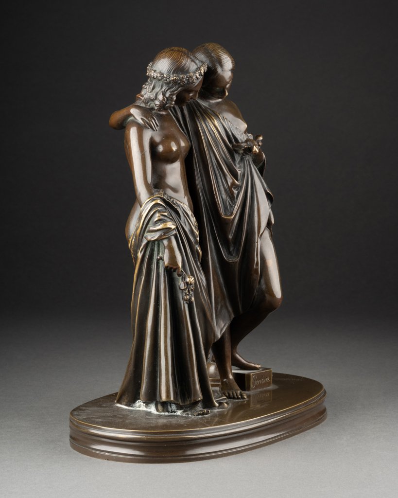 James PRADIER (1790-1852) 'deux muses' Bronze XIXème-photo-2