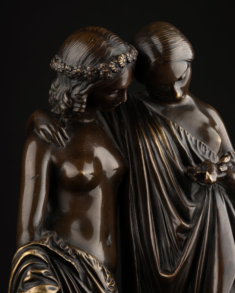 James PRADIER (1790-1852) 'deux muses' Bronze XIXème-photo-5