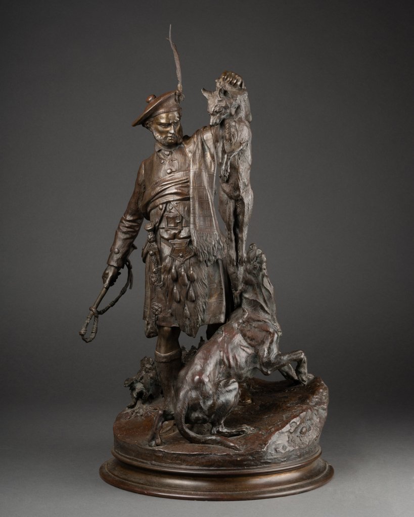 Pierre Jules Mene (1810-1879) 'scotsman Showing A Fox To His Dog' Bronze 19th Century-photo-2